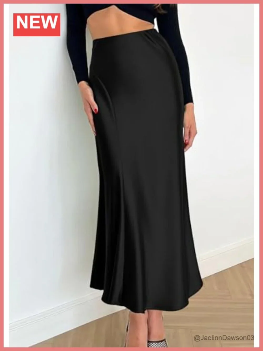 Women's High Waisted Satin Maxi Skirt 2026 A-Line Elastic Waist